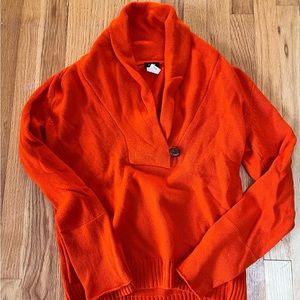 Jcrew orange shawl collar sweater Medium